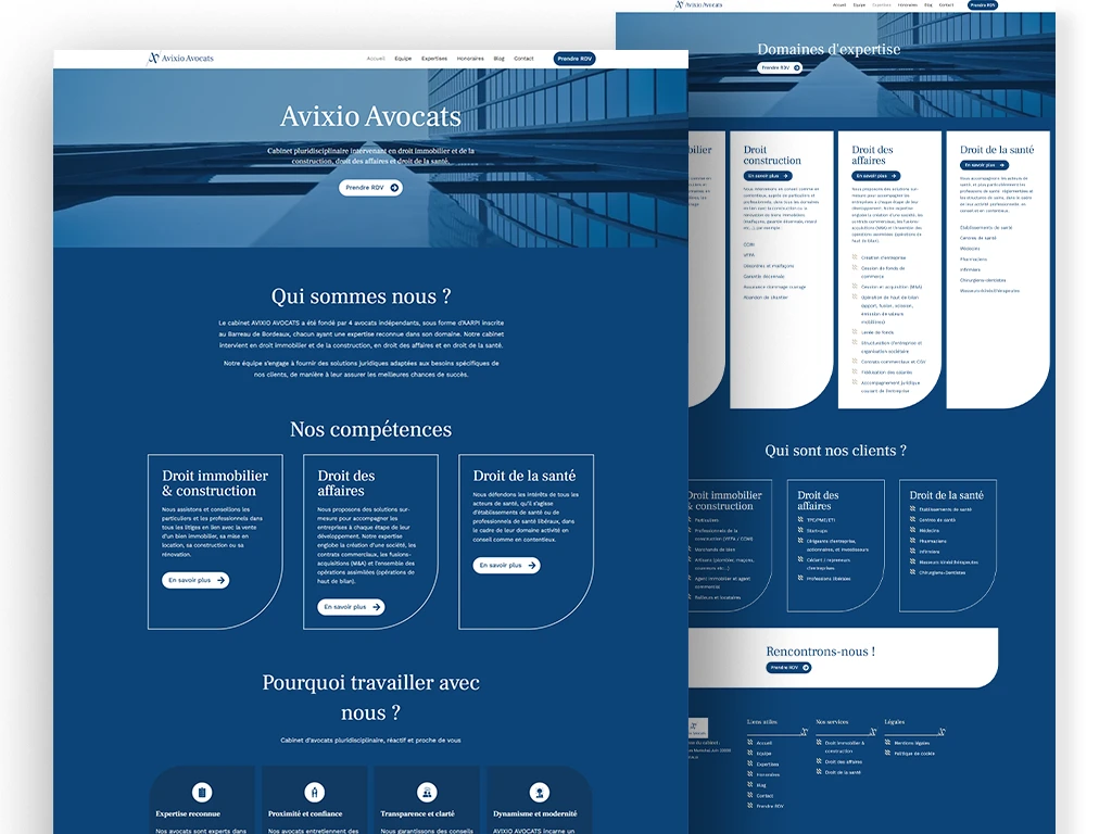 avixio avocats presentation site création agence web evico