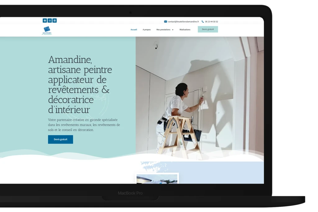 créatioàn site pour artisan peintre par l'agence web evico présentation page accueil