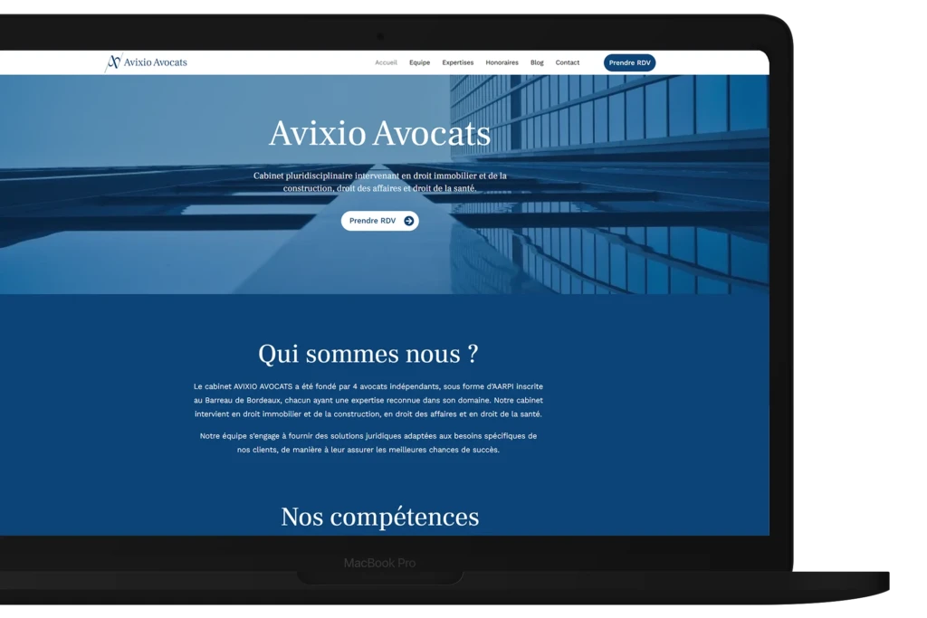 création site internet pour avocat avec avixio avocats