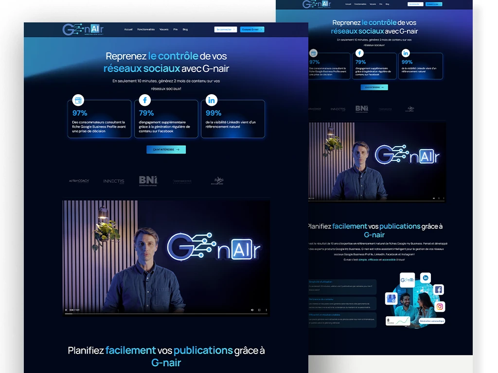 création site gnair par l'agence web evico a bordeaux presentation site