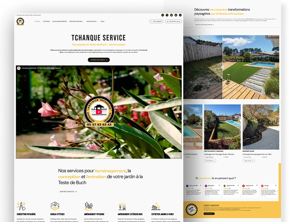 création site paysagiste de tchanque service par l'agence web evico