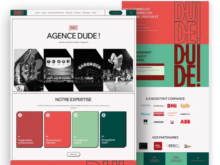 création site web evenementielle agence dude par l'agence web evico