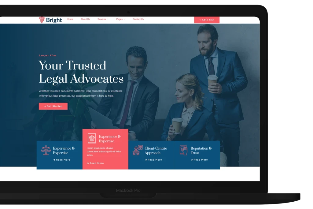 exemple création de site internet pour avocats design moderne bleu et rouge doux