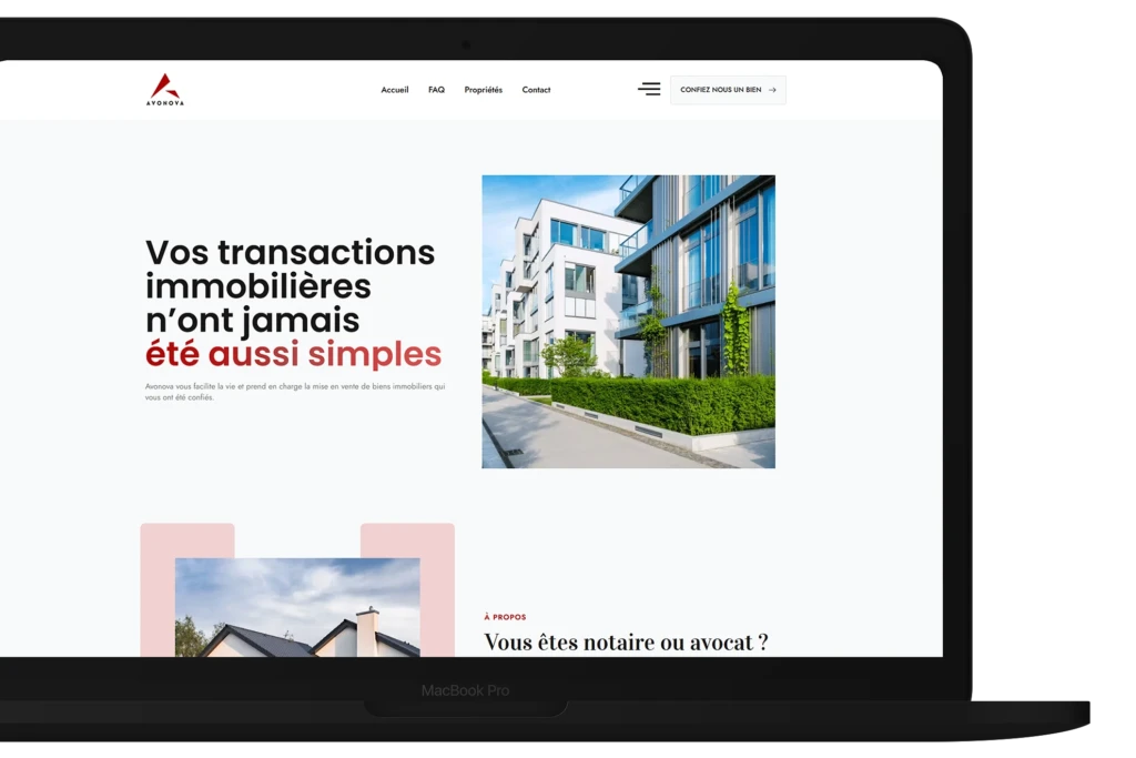 hero section page avonova agence immobiliére notaire et avocats