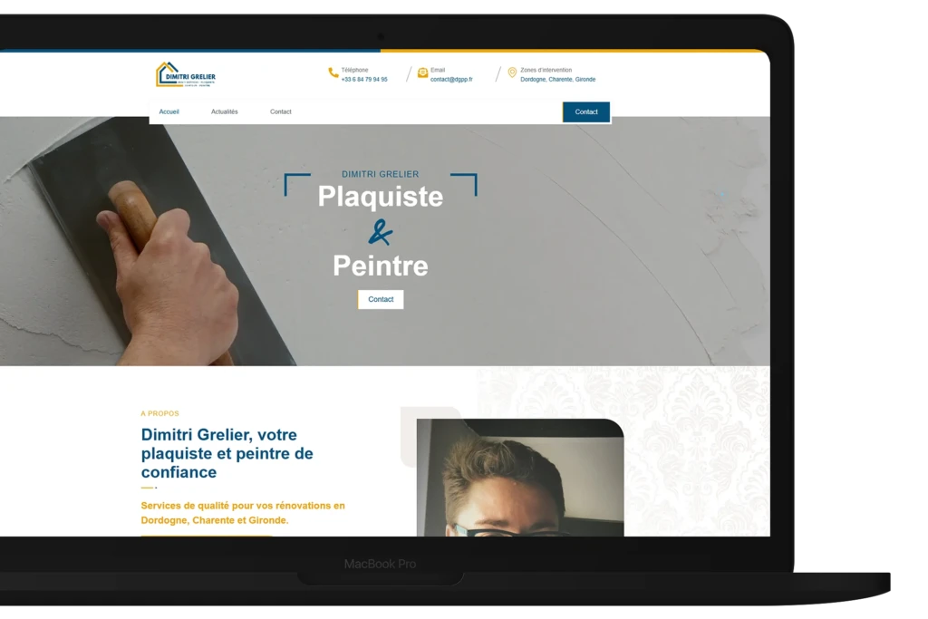 hero section site plaquiste réalisé par l'agence web evico