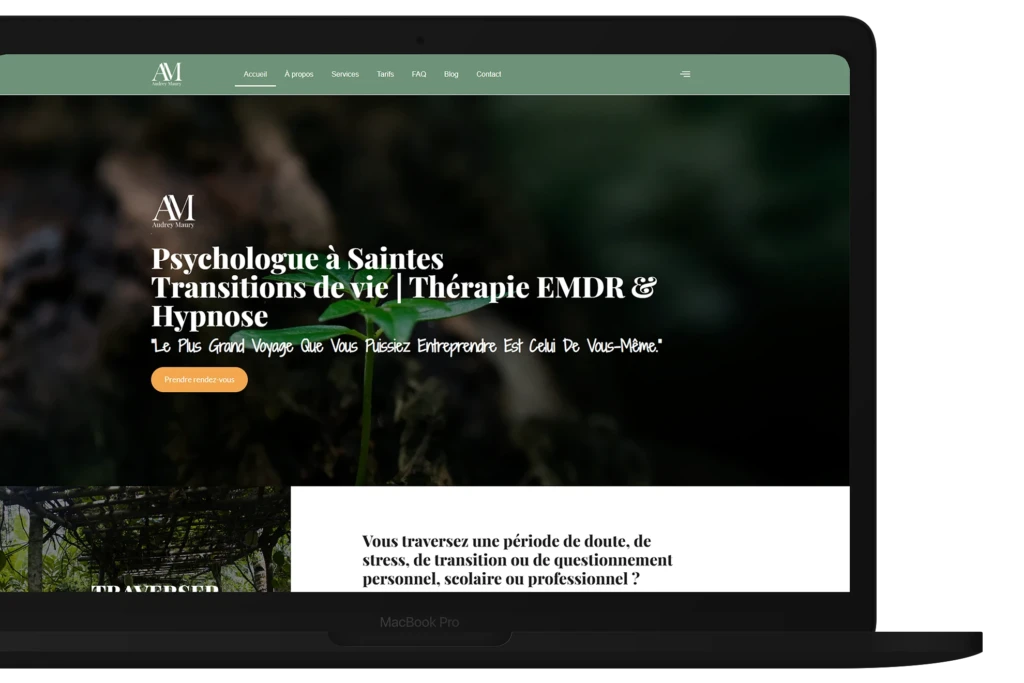 hero section site psychologue sainte site vitrine developpé par l'agence web evico