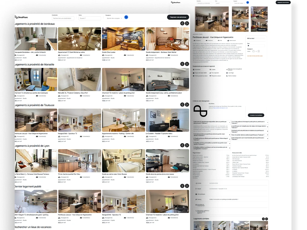 présentation site directpeers de mise en relation de logement courte durée entre particulier mise en relation direct
