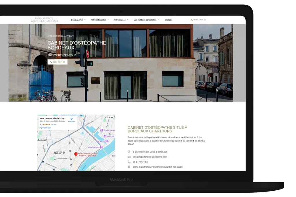 présentation site osthéopahte bordeaux réalisé par evico image de la héro section du site