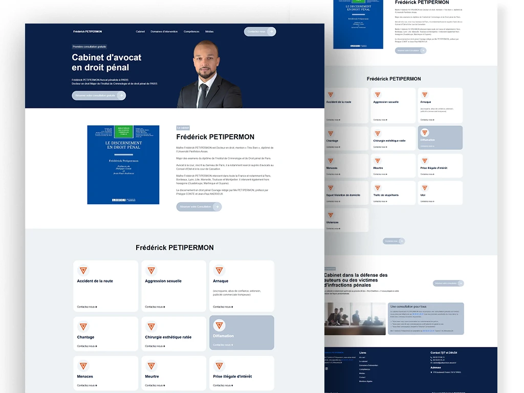 présentation site petipermon avocat, création du site de l'avocat par evico