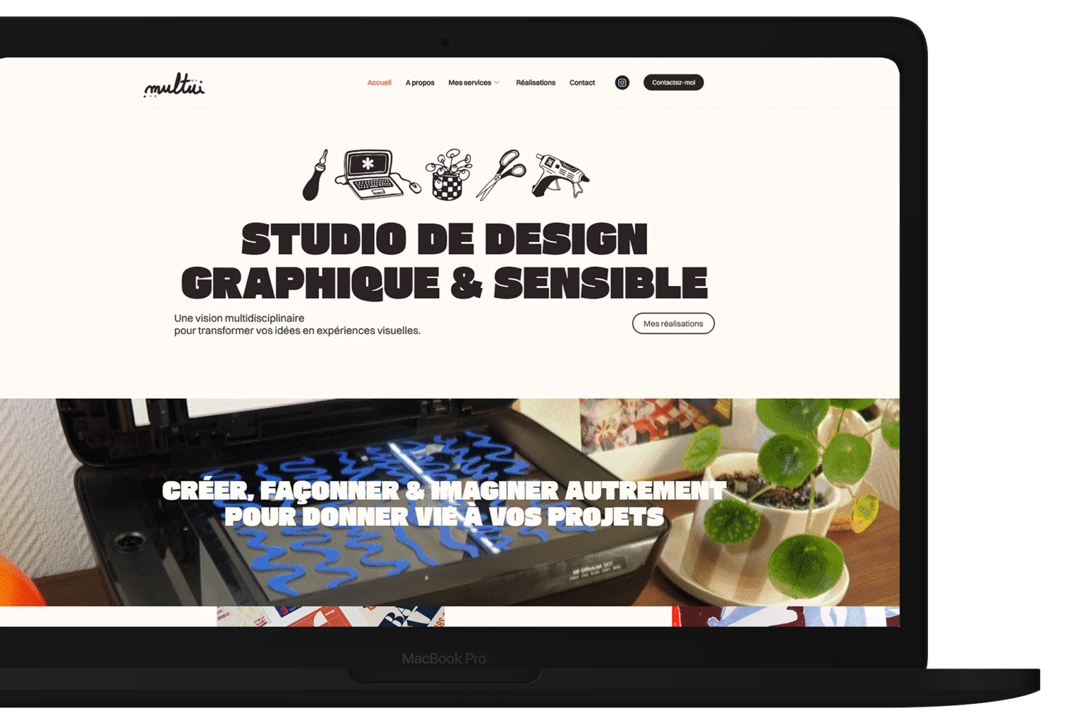 présentation du site multiii studio page accueil création site agence graphique