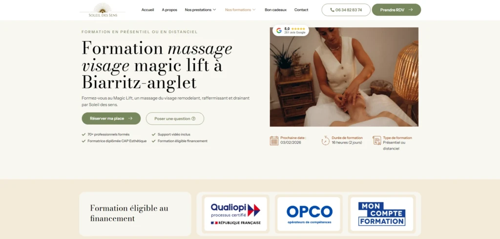 exemple hero section site formations