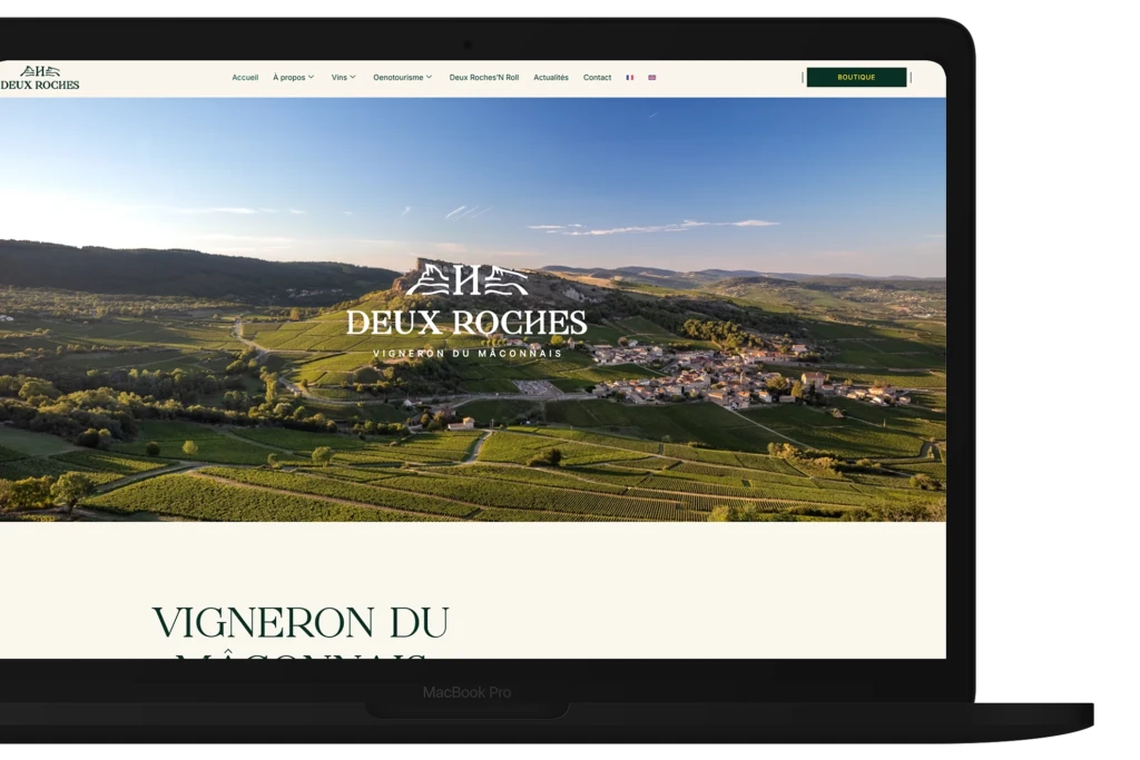 exemple hero section site pour vigneron deux roche en bourgogne
