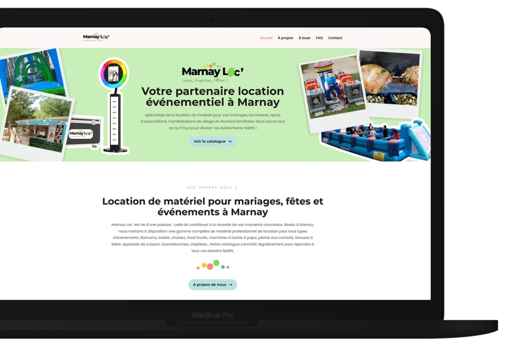 creation du site marnay loc entreprise spcéclialisé dans le location de materiells festifs a marnay