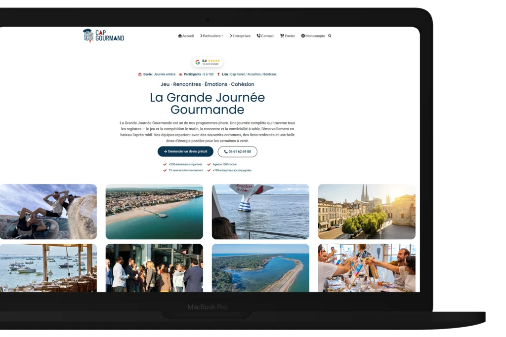 developpement du site cap gourman pour agence spécialisé en evenemntielel dans l'organisation de séminaires