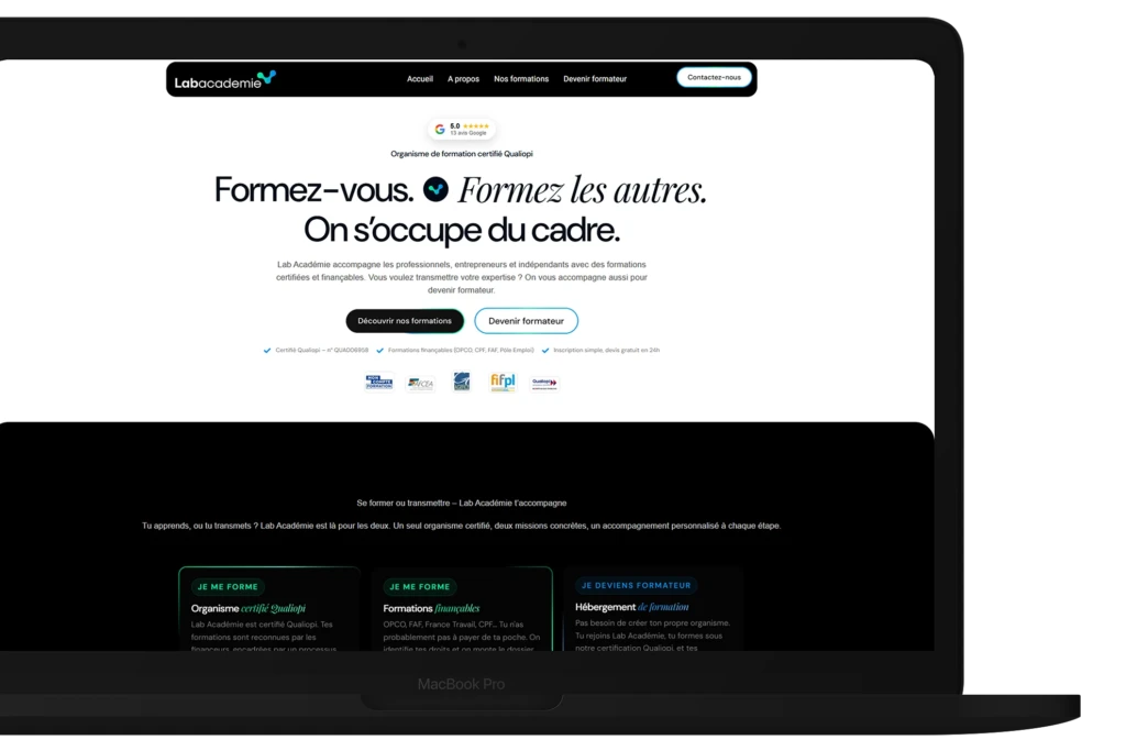 hero section site labacademie entreprise spécialisé dans la formations