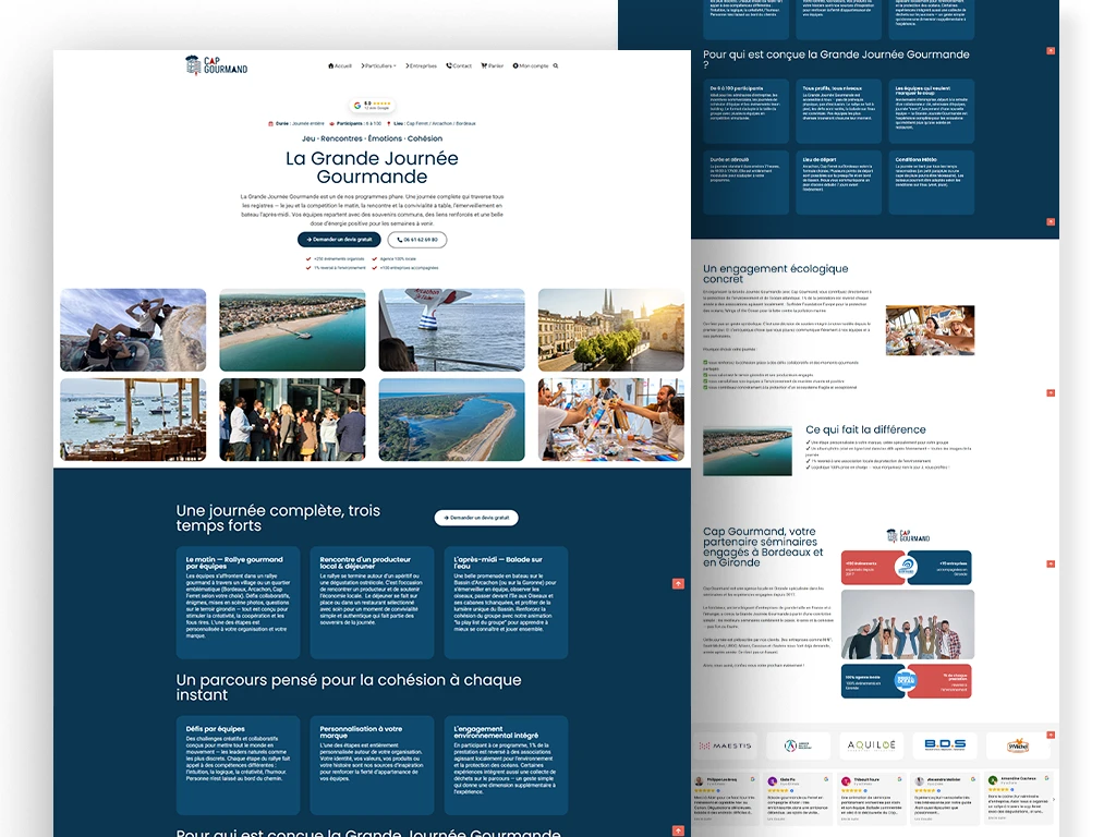 présentation cap gourman site page de présentation de seminairr site pour entreprise evenementielles