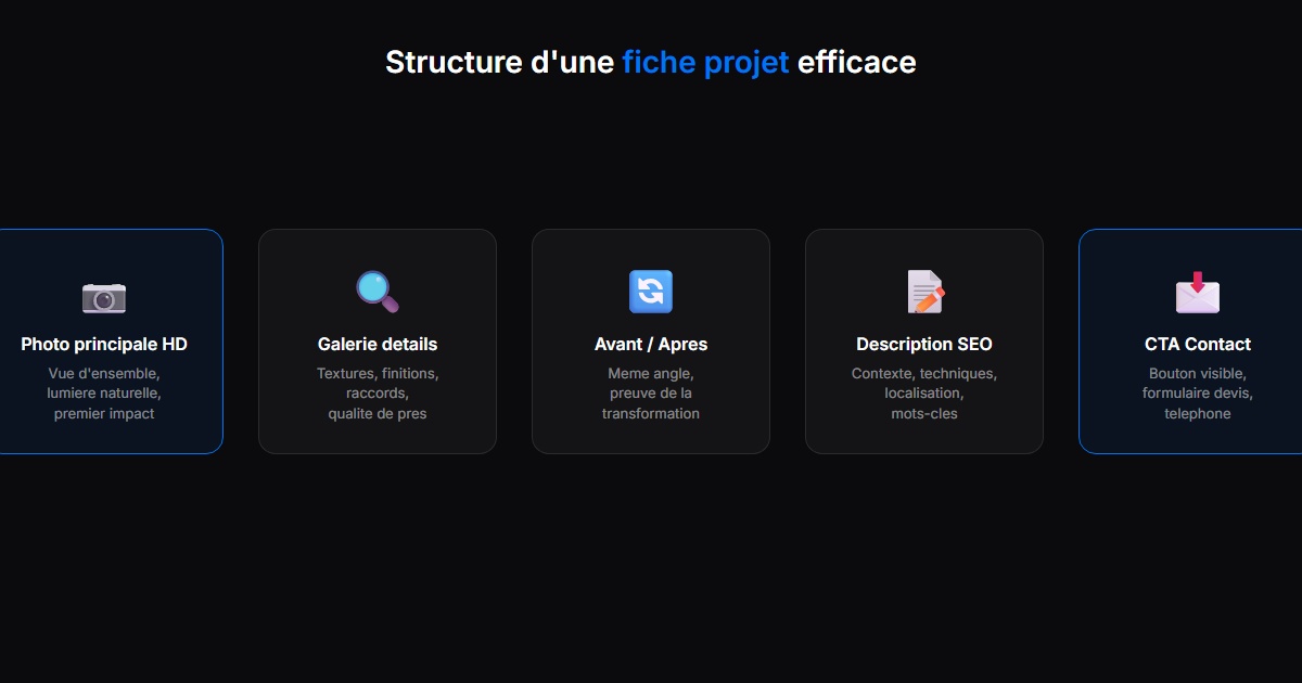Exemple de fiche projet dans un portfolio artisan en ligne