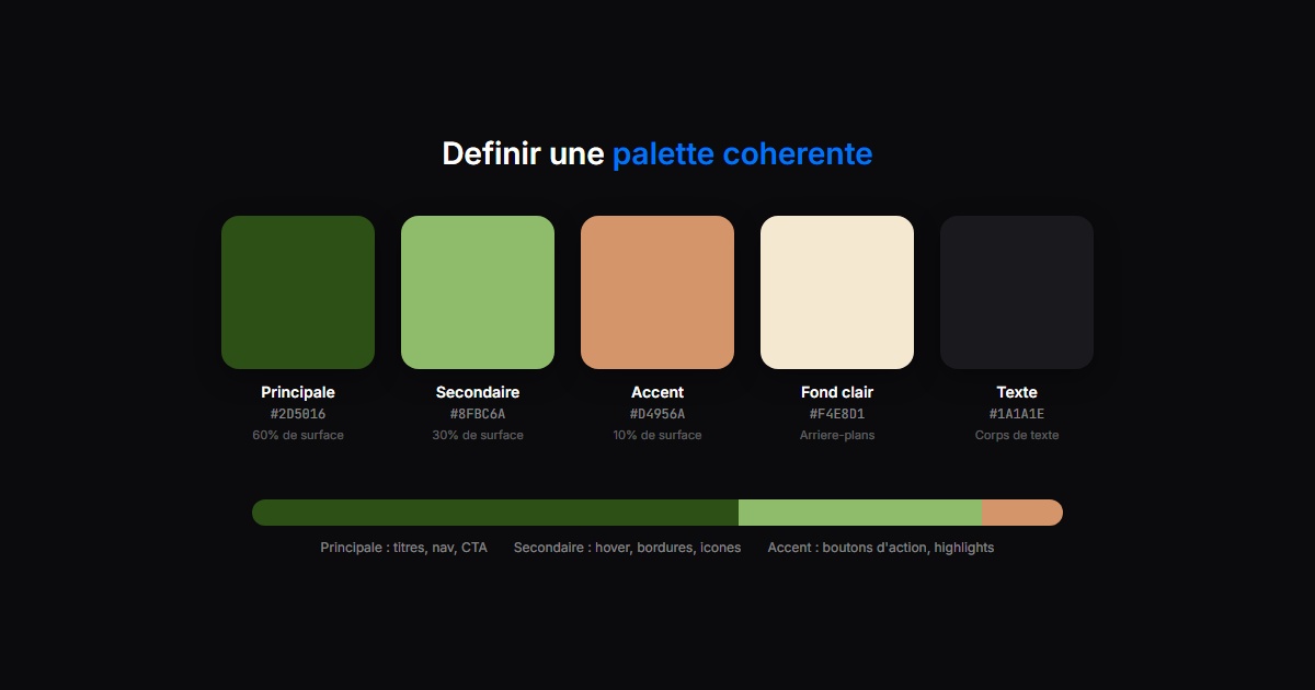 Palette de couleurs coherente pour une identite visuelle artisan