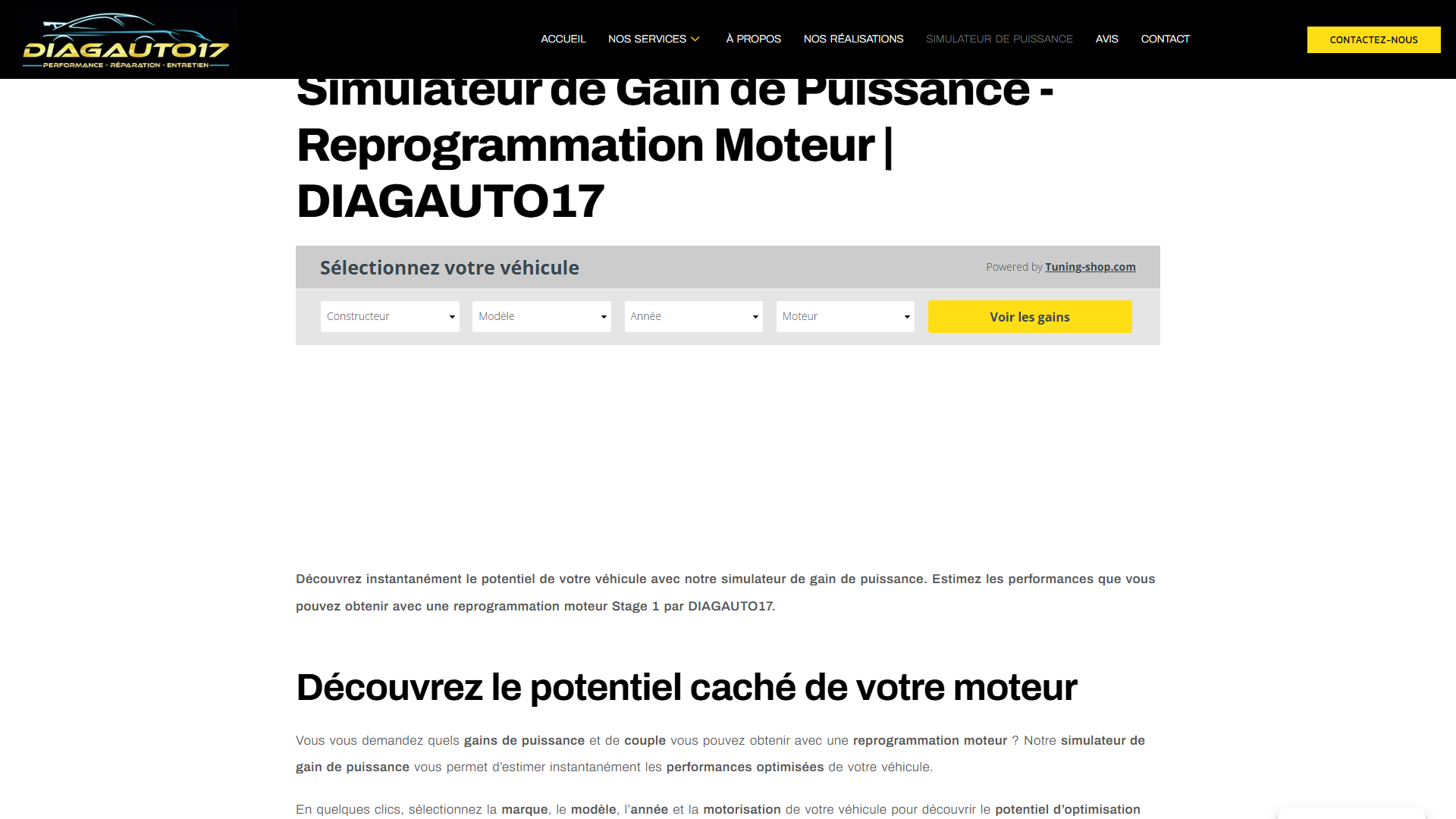 Schéma d'architecture d'un site de garage avec une page par service