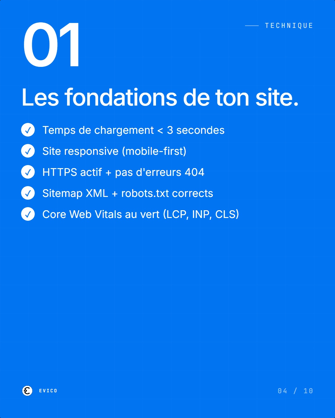 Pilier 1 technique SEO : checklist