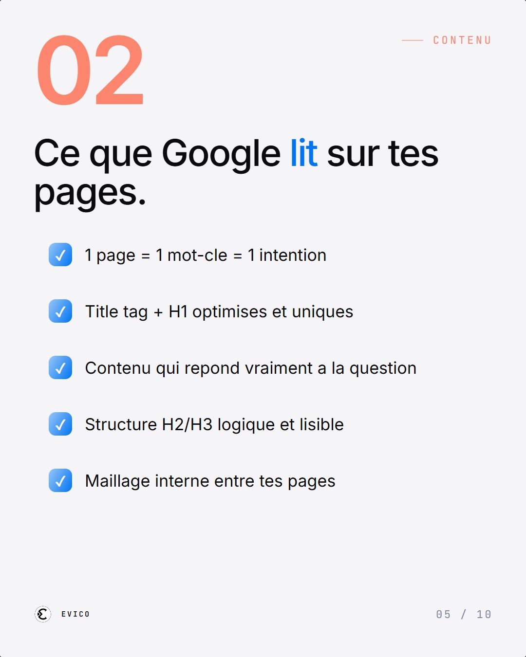 Pilier 2 contenu SEO : checklist