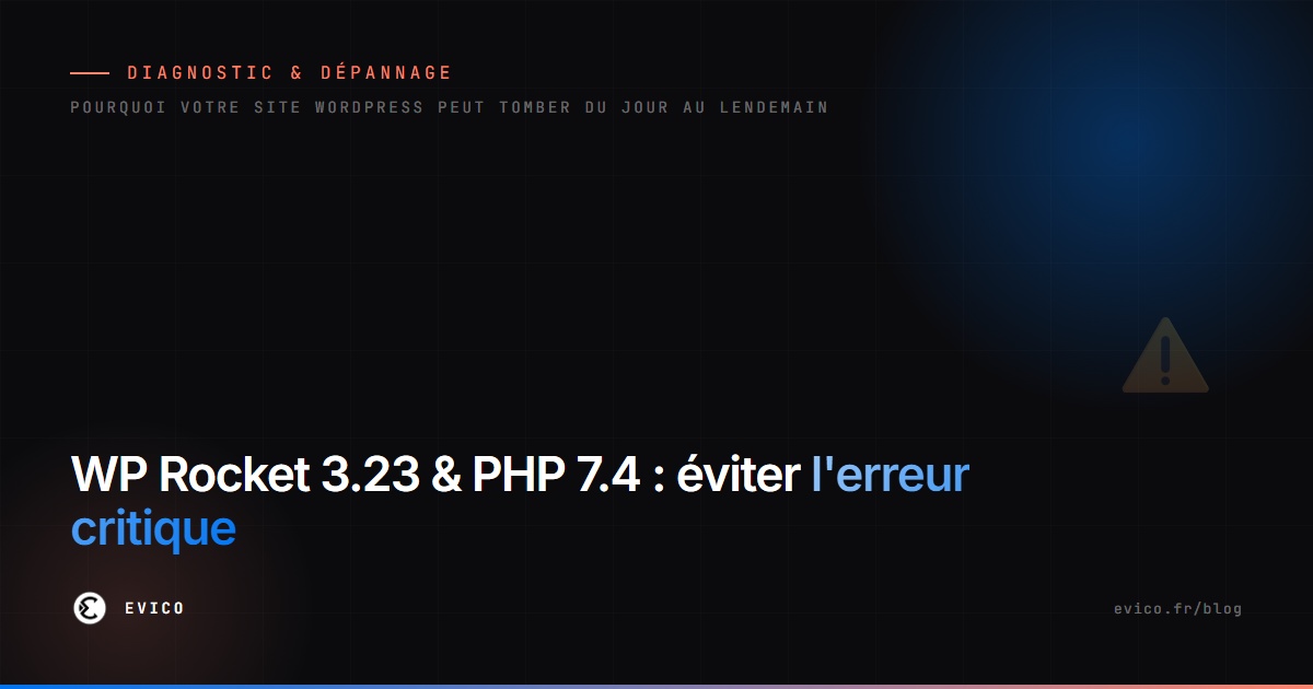 WP Rocket 3.23 erreur critique PHP 7.4 — diagnostic et correction