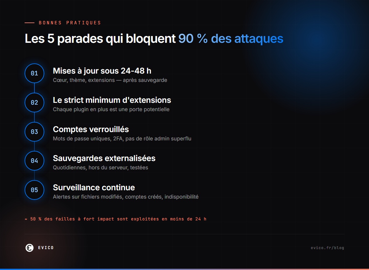 Infographie : les 5 parades qui bloquent la majorité des attaques WordPress