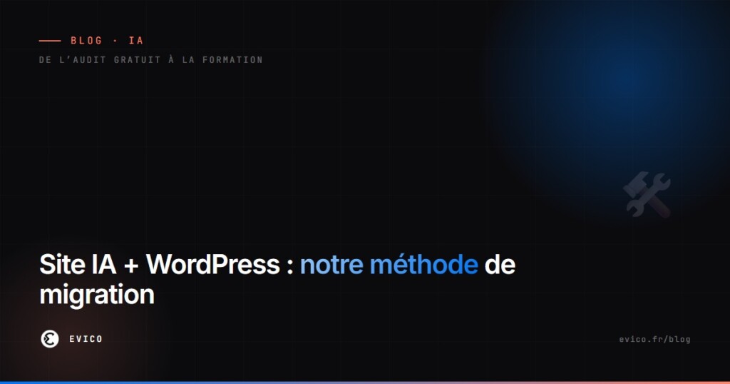 Site créé avec l'IA + WordPress : notre méthode de migration en 6 étapes, de l'audit gratuit à la formation