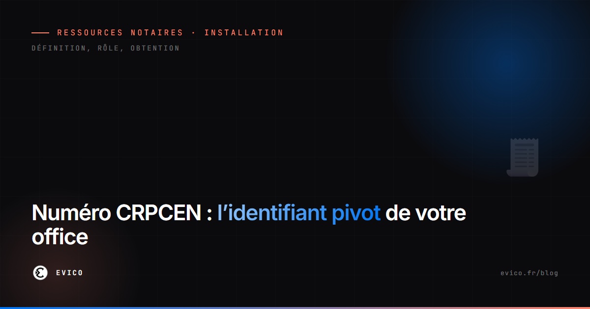 Numéro CRPCEN de l'office notarial : définition, rôle d'identifiant pivot et démarches d'obtention pour un notaire nouvellement nommé