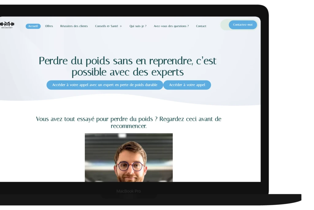 Mon Coach Matt - vue de la page sur MacBook