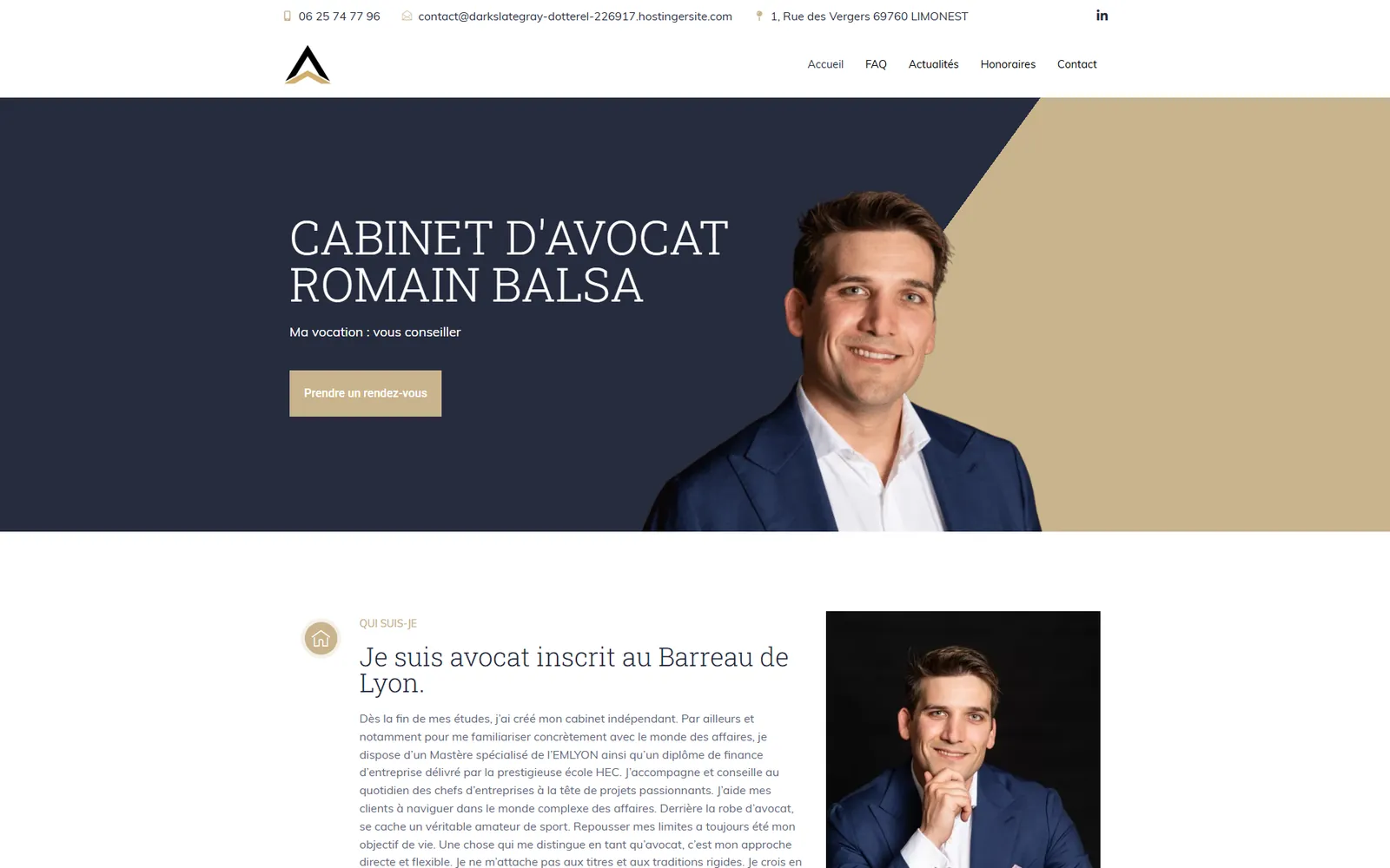 Refonte du site internet d'un cabinet d'avocat à Lyon : accueil avant