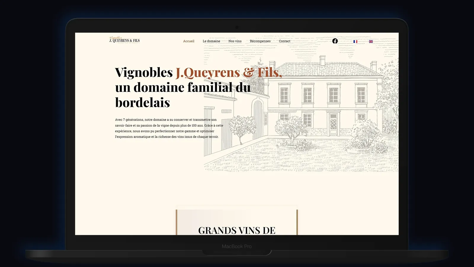 Boutique en ligne d'un vignoble bordelais : nouveau site après, gamme cuvée par cuvée