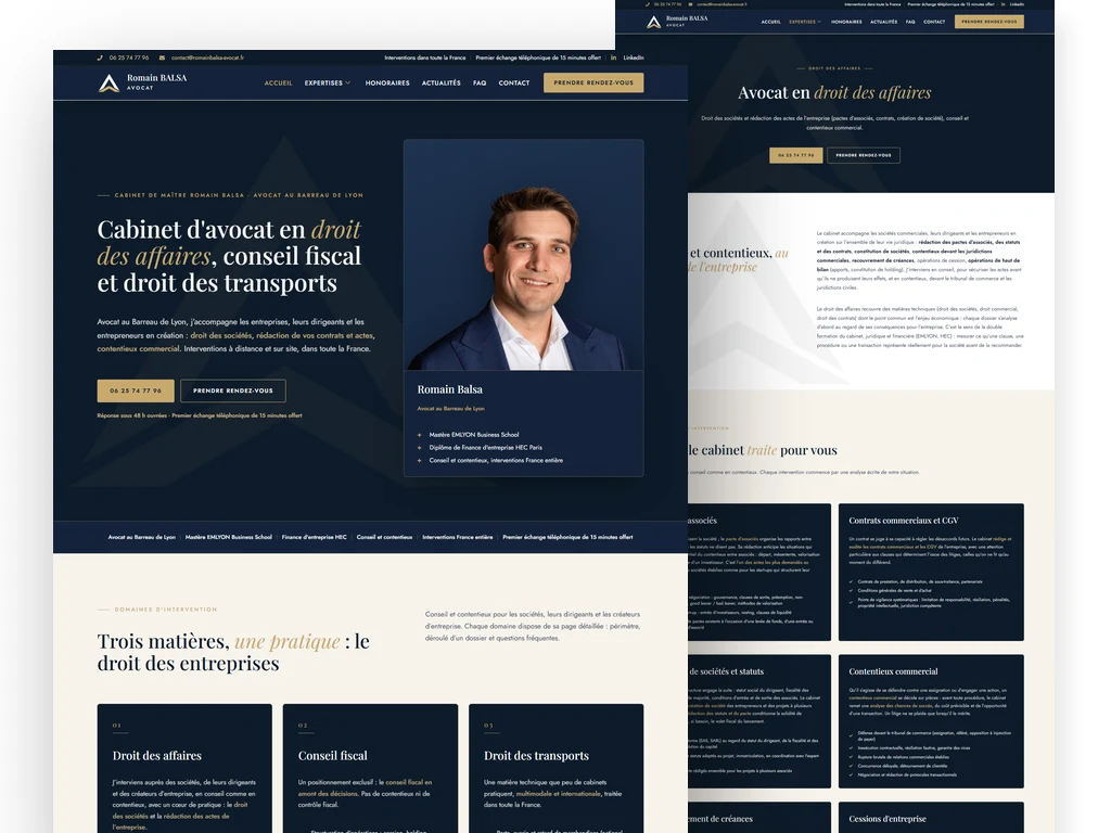 Cabinet Romain Balsa - Refonte de site internet pour avocat