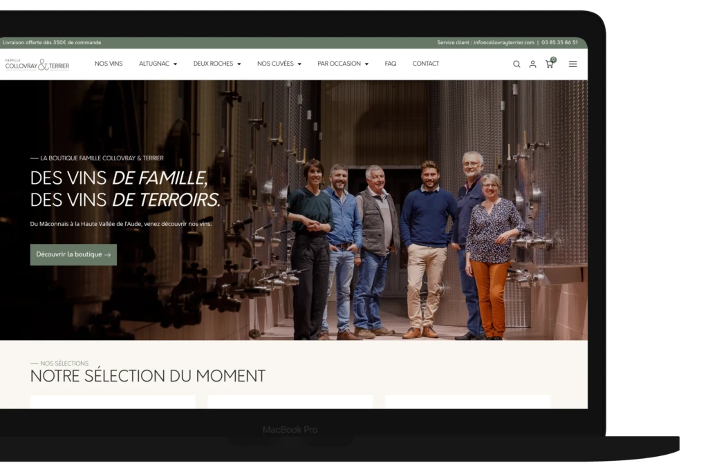 Boutique Collovray & Terrier - vue de la page sur MacBook
