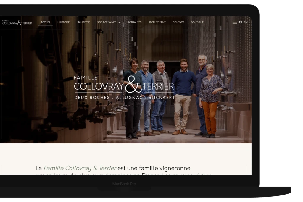 Famille Collovray & Terrier - vue de la page sur MacBook