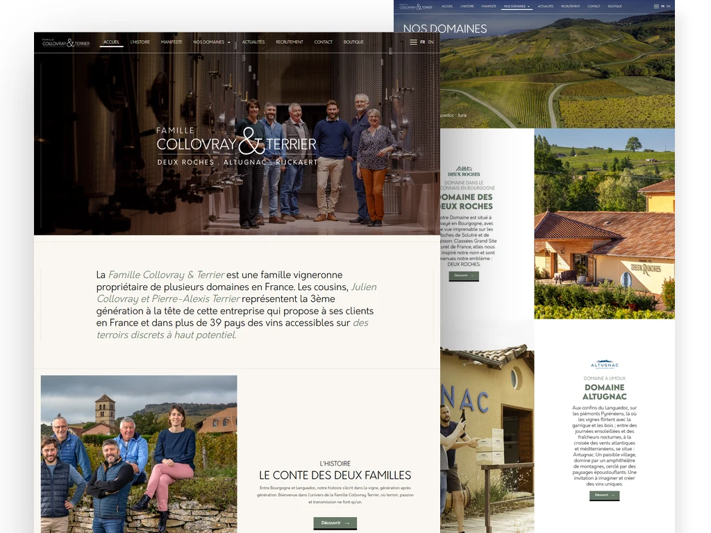 Famille Collovray & Terrier - Site vitrine pour famille vigneronne