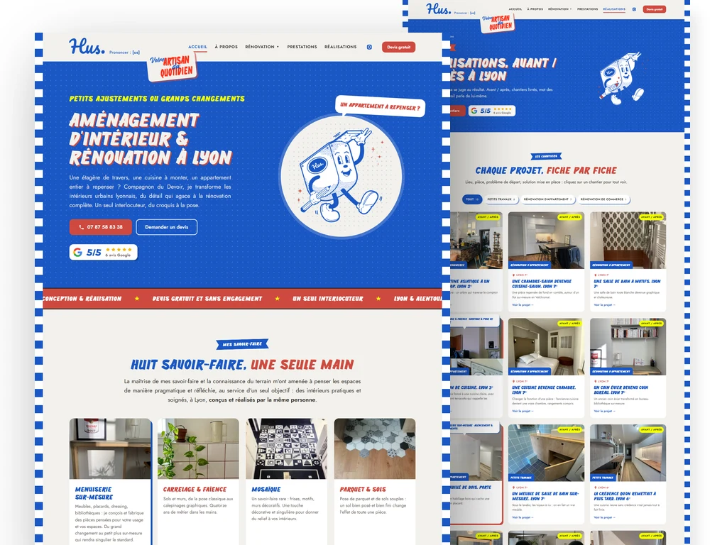 Hus Manufacturing - Création de site internet pour artisan rénovation