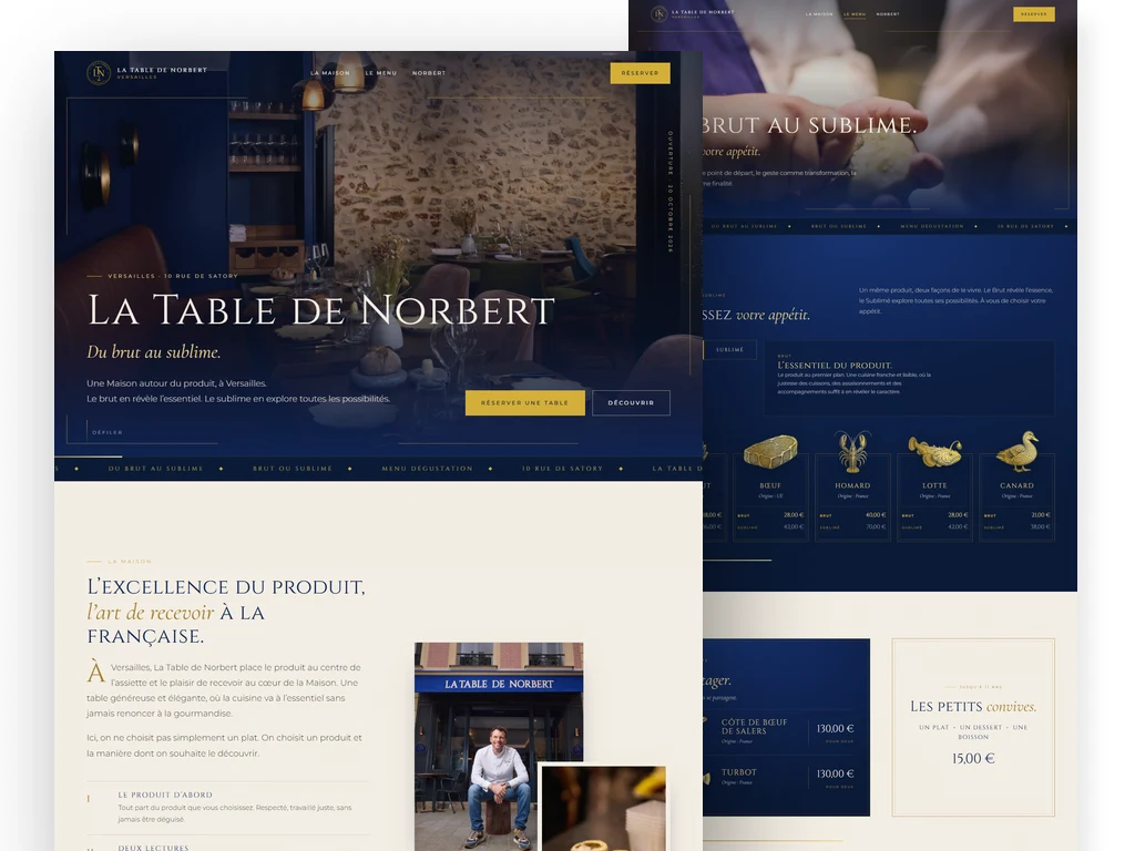 La Table de Norbert - Création de site internet pour restaurant