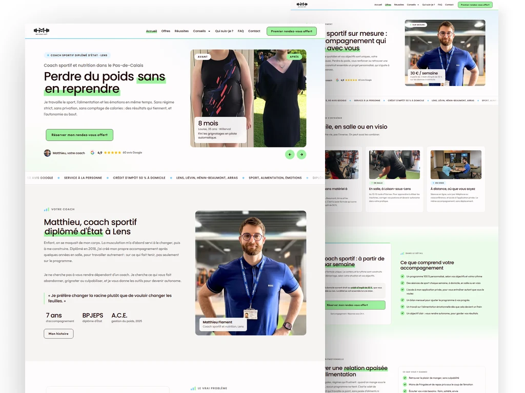 Mon Coach Matt - Refonte de site internet pour coach sportif