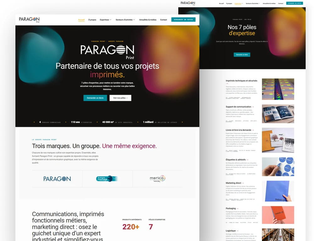 Paragon Print - Création de site internet pour imprimeur industriel