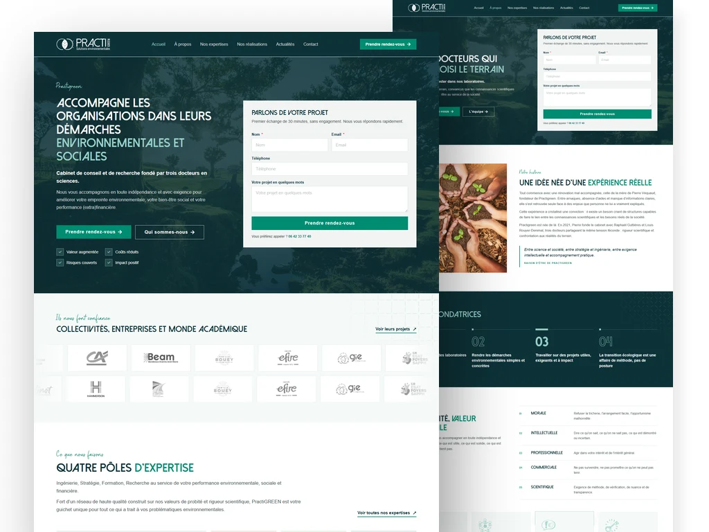 PractiGREEN - Refonte de site internet pour cabinet de conseil RSE